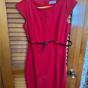 Calvin Klein Red Mini Dress with Black Belt